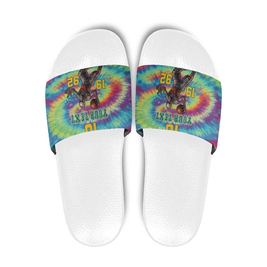 Custom Lithuania Basketball Skeleton 1992 Slide Sandals Tie Dye Pattern LT18