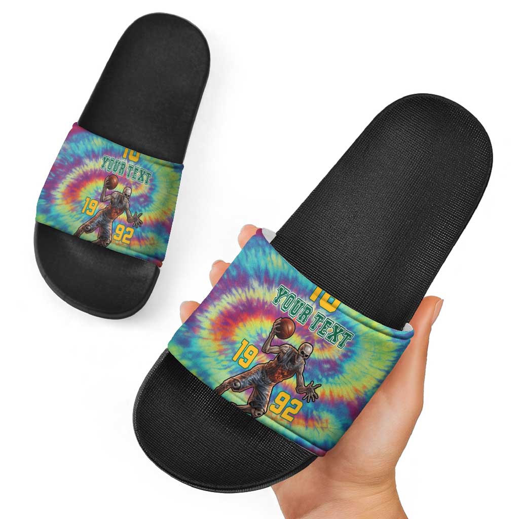 Custom Lithuania Basketball Skeleton 1992 Slide Sandals Tie Dye Pattern LT18