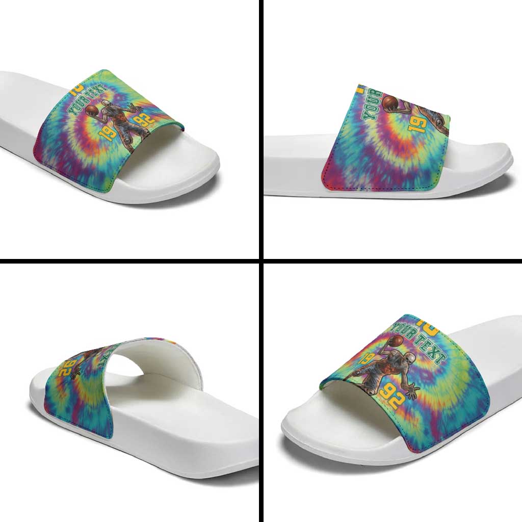 Custom Lithuania Basketball Skeleton 1992 Slide Sandals Tie Dye Pattern LT18