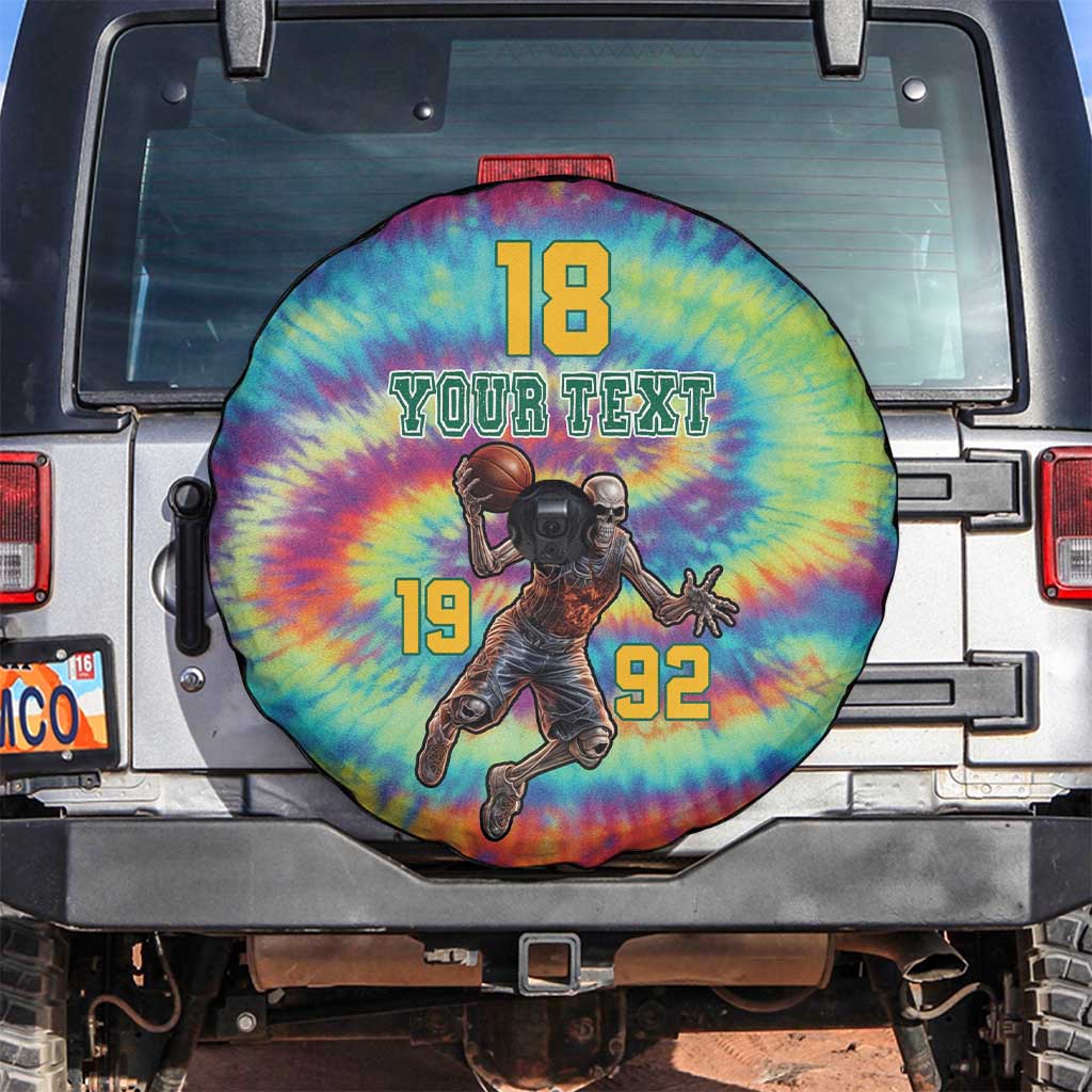 Custom Lithuania Basketball Skeleton 1992 Spare Tire Cover Tie Dye Pattern LT18