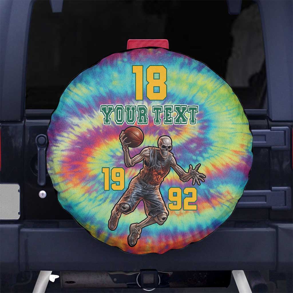 Custom Lithuania Basketball Skeleton 1992 Spare Tire Cover Tie Dye Pattern LT18