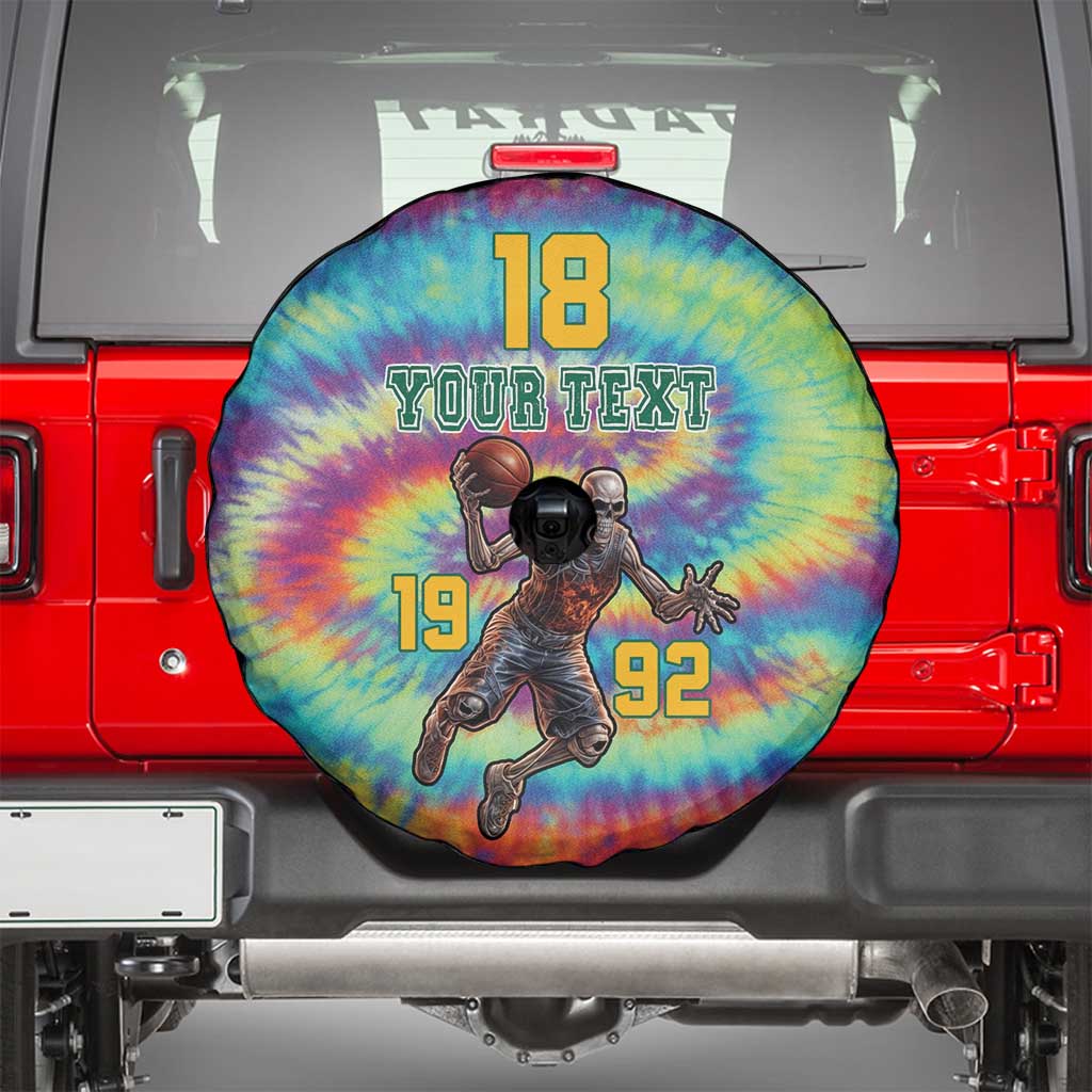Custom Lithuania Basketball Skeleton 1992 Spare Tire Cover Tie Dye Pattern LT18