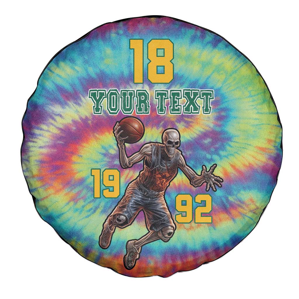 Custom Lithuania Basketball Skeleton 1992 Spare Tire Cover Tie Dye Pattern LT18