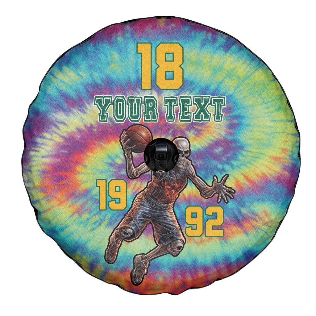 Custom Lithuania Basketball Skeleton 1992 Spare Tire Cover Tie Dye Pattern LT18