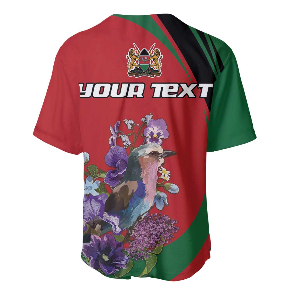 Personalized Afro Kenya Lilac Breasted Roller Baseball Jersey With Violet Flowers LT18