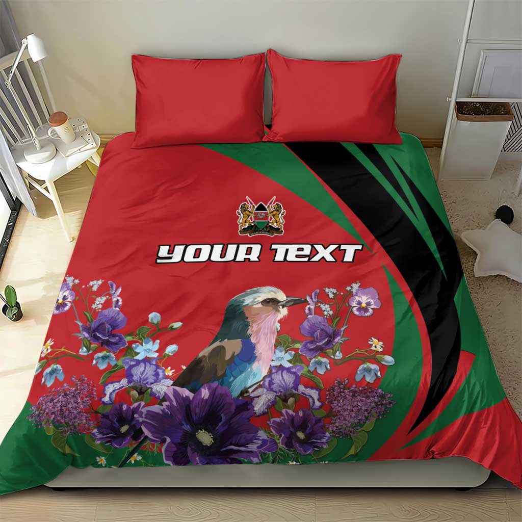 Personalized Afro Kenya Lilac Breasted Roller Bedding Set With Violet Flowers LT18