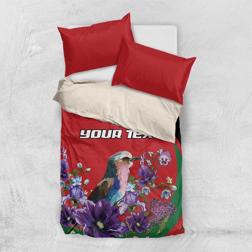 Personalized Afro Kenya Lilac Breasted Roller Bedding Set With Violet Flowers LT18