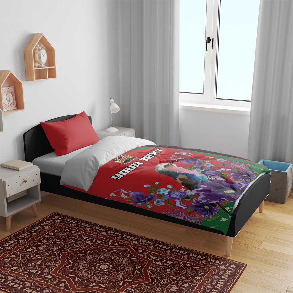 Personalized Afro Kenya Lilac Breasted Roller Bedding Set With Violet Flowers LT18