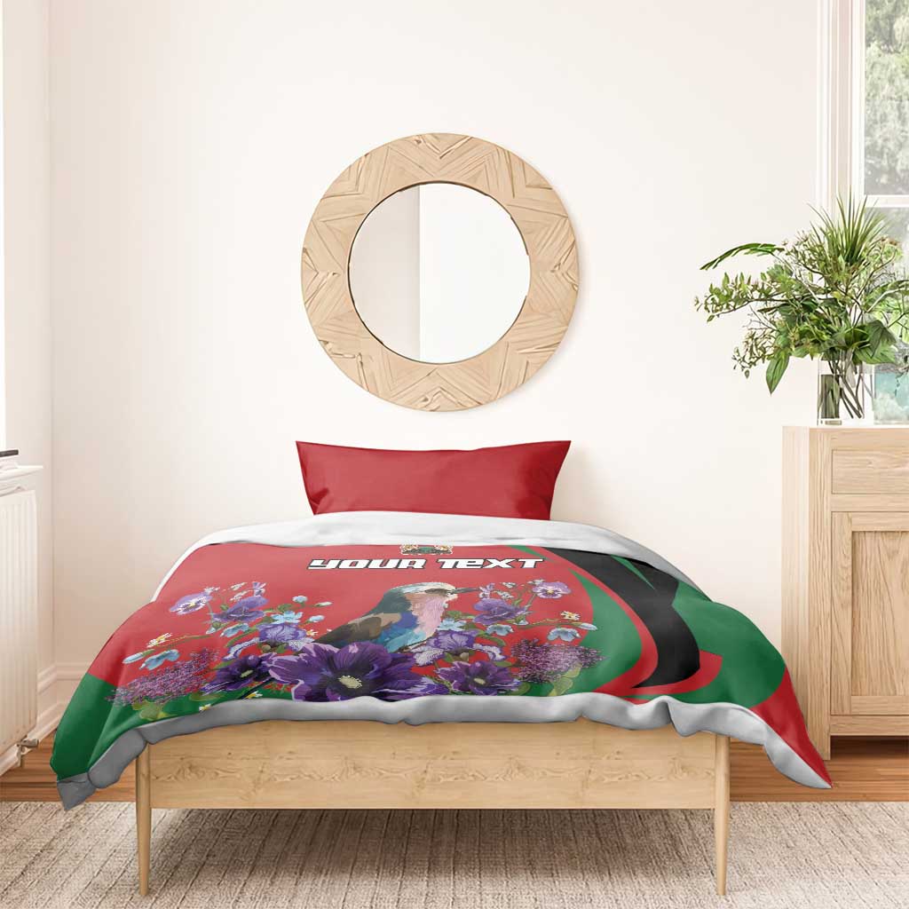 Personalized Afro Kenya Lilac Breasted Roller Bedding Set With Violet Flowers LT18