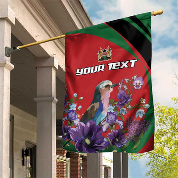 Personalized Afro Kenya Lilac Breasted Roller Garden Flag With Violet Flowers LT18