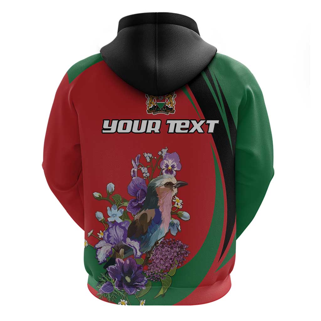 Personalized Kenya Lilac Breasted Roller Hoodie With Violet Flowers LT18