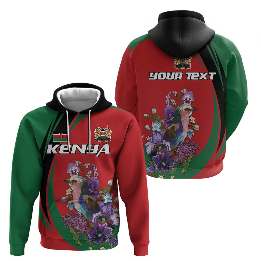 Personalized Kenya Lilac Breasted Roller Hoodie With Violet Flowers LT18