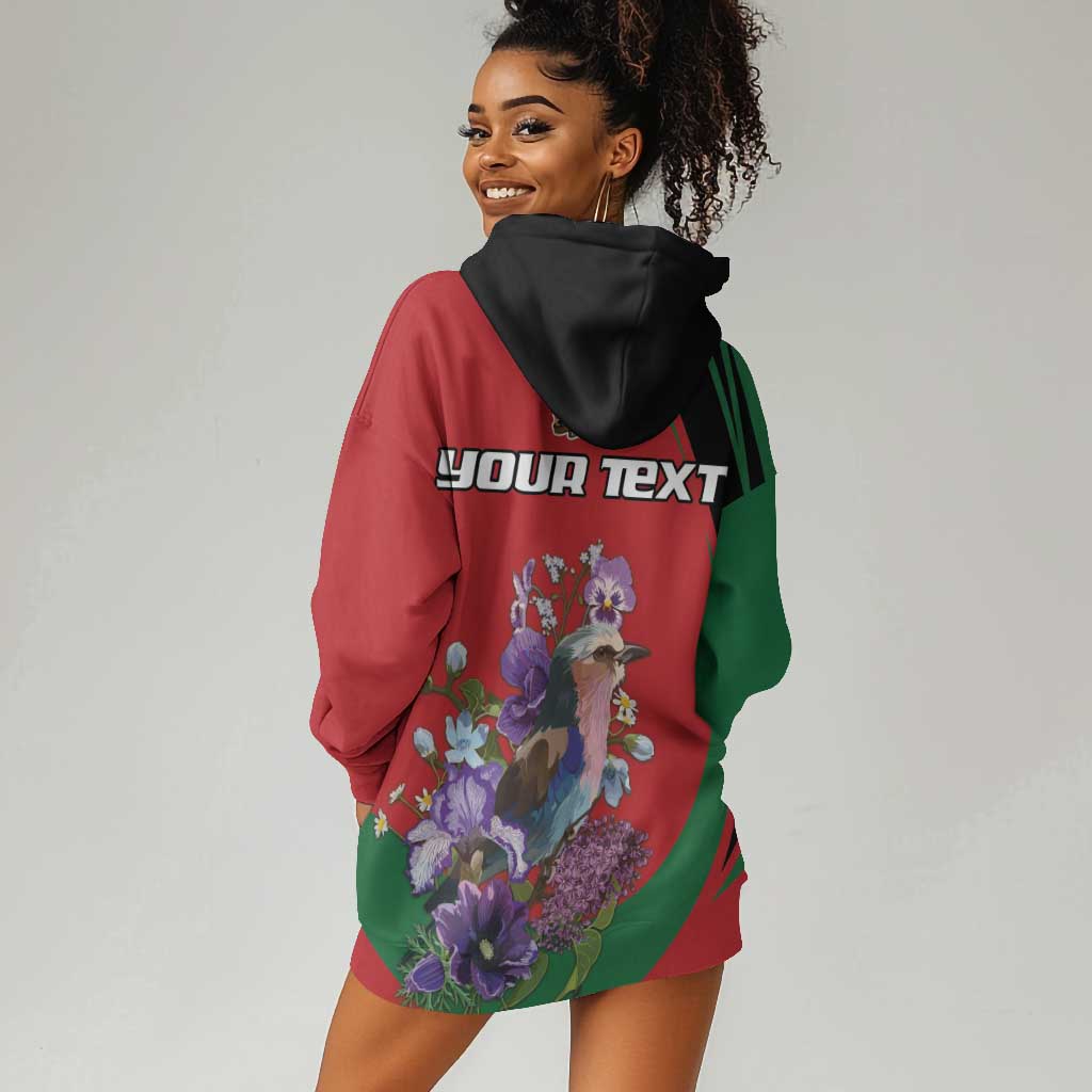 Personalized Afro Kenya Lilac Breasted Roller Hoodie Dress With Violet Flowers LT18