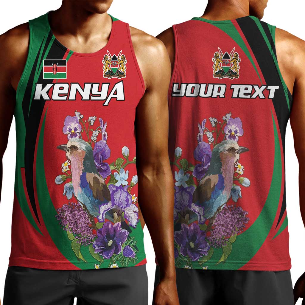 Personalized Afro Kenya Lilac Breasted Roller Men Tank Top With Violet Flowers LT18
