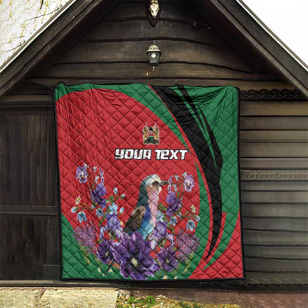 Personalized Afro Kenya Lilac Breasted Roller Quilt With Violet Flowers LT18