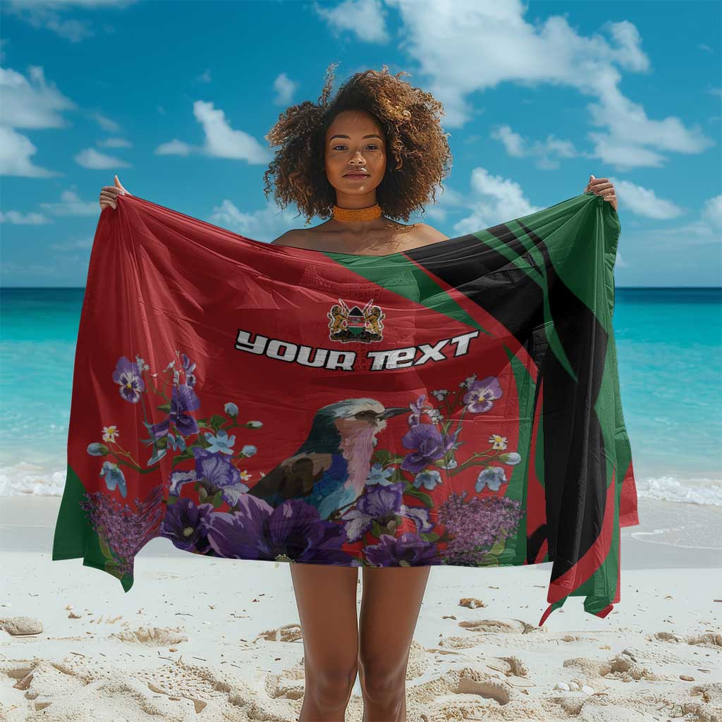 Personalized Afro Kenya Lilac Breasted Roller Sarong With Violet Flowers LT18