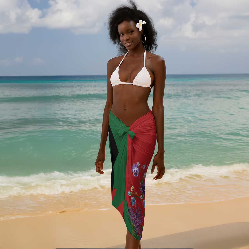 Personalized Afro Kenya Lilac Breasted Roller Sarong With Violet Flowers LT18