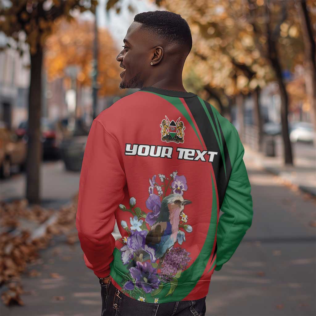 Personalized Afro Kenya Lilac Breasted Roller Sweatshirt With Violet Flowers LT18