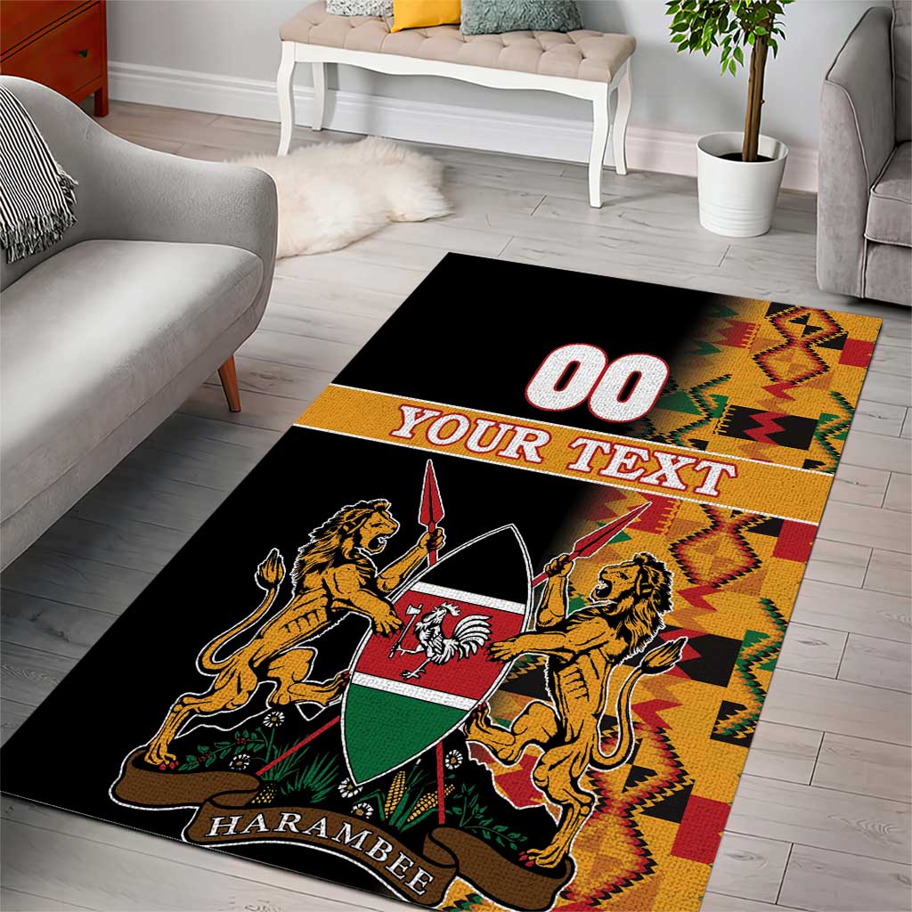 Custom Afro Kenya Coat Of Arms Area Rug With Kente Patterns LT18