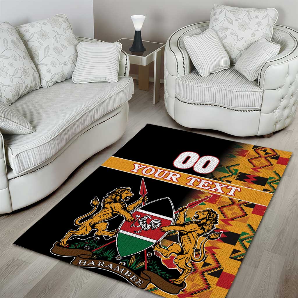 Custom Afro Kenya Coat Of Arms Area Rug With Kente Patterns LT18