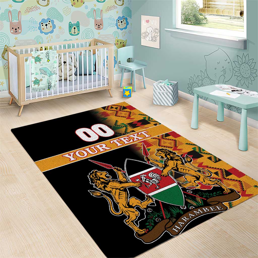 Custom Afro Kenya Coat Of Arms Area Rug With Kente Patterns LT18