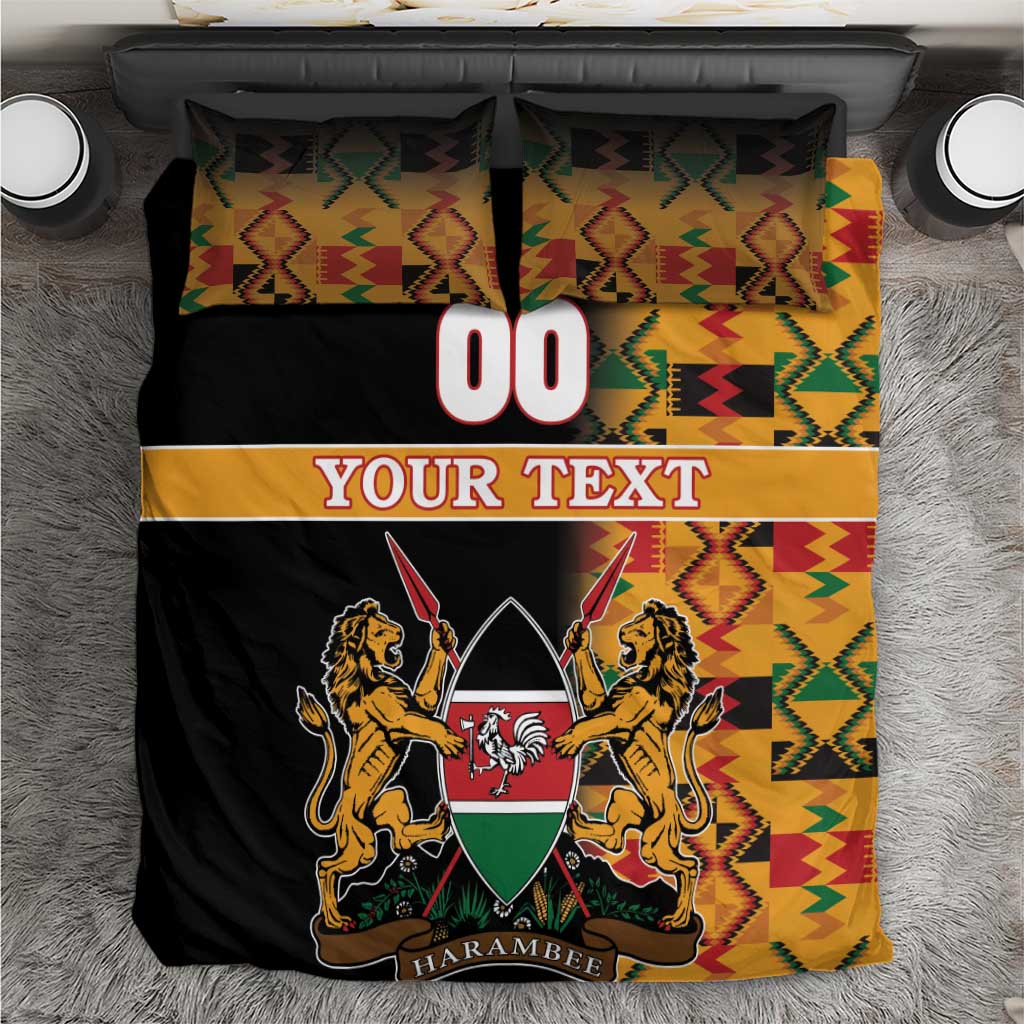 Custom Afro Kenya Coat Of Arms Bedding Set With Kente Patterns LT18