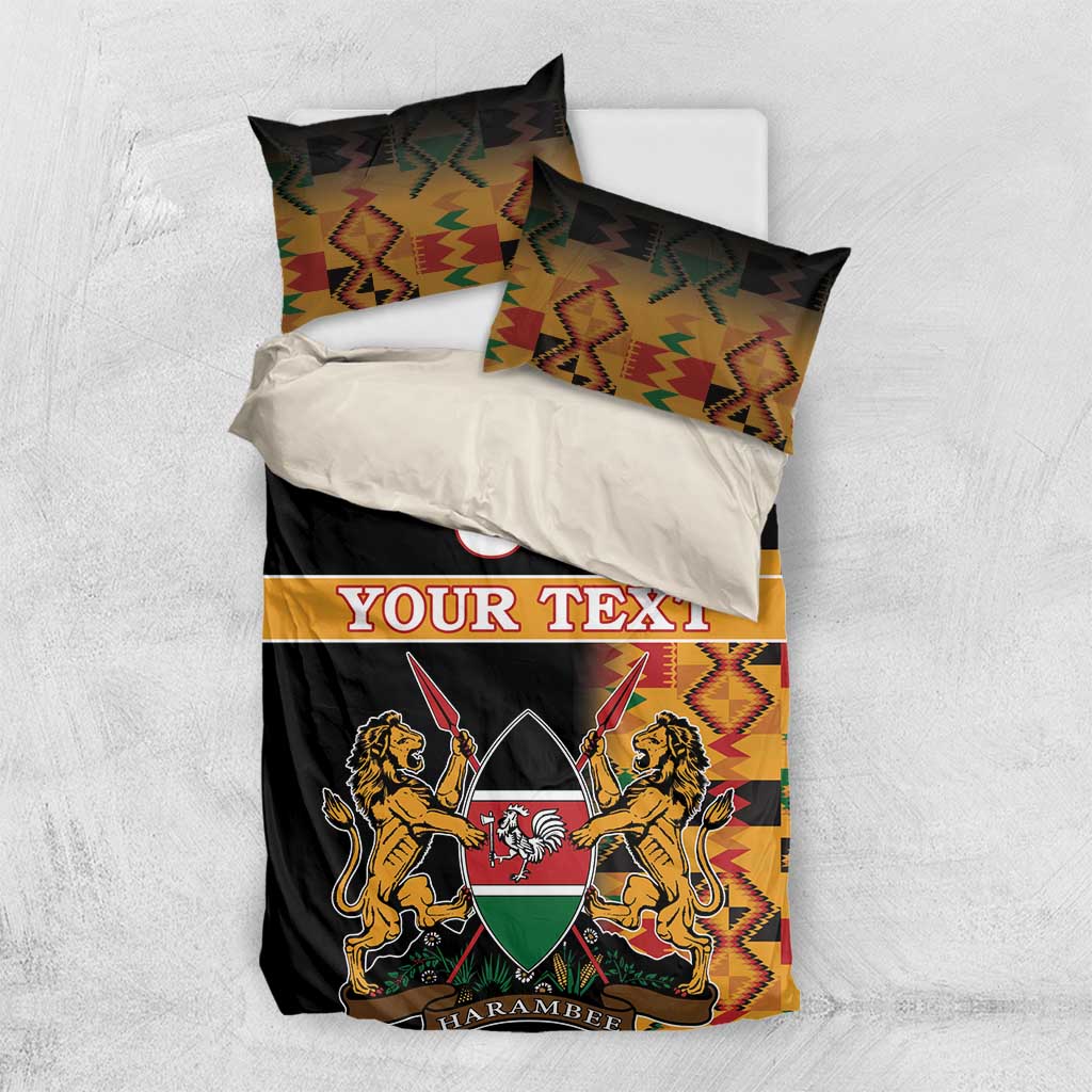 Custom Afro Kenya Coat Of Arms Bedding Set With Kente Patterns LT18