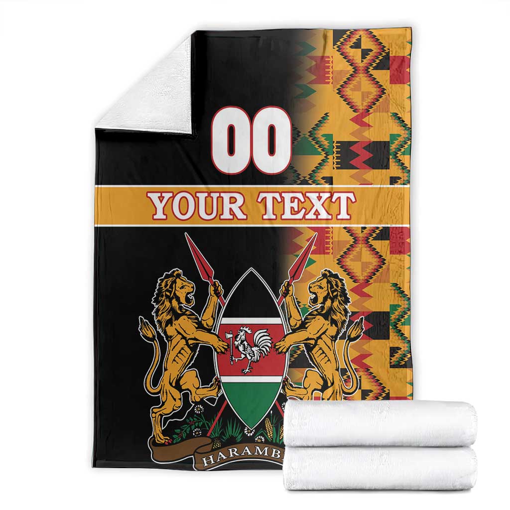 Custom Afro Kenya Coat Of Arms Blanket With Kente Patterns LT18