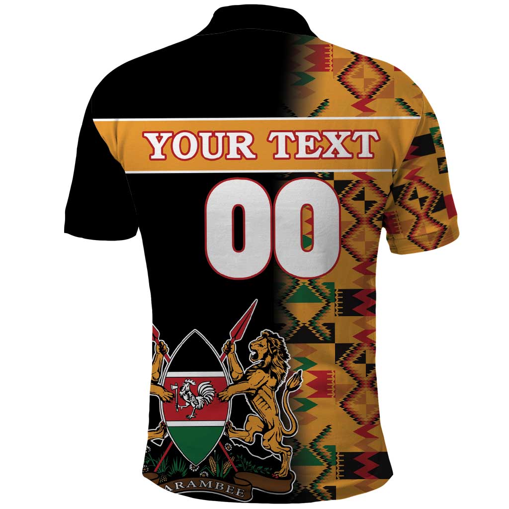 Custom Kenya Coat Of Arms Polo Shirt With Kente Patterns LT18
