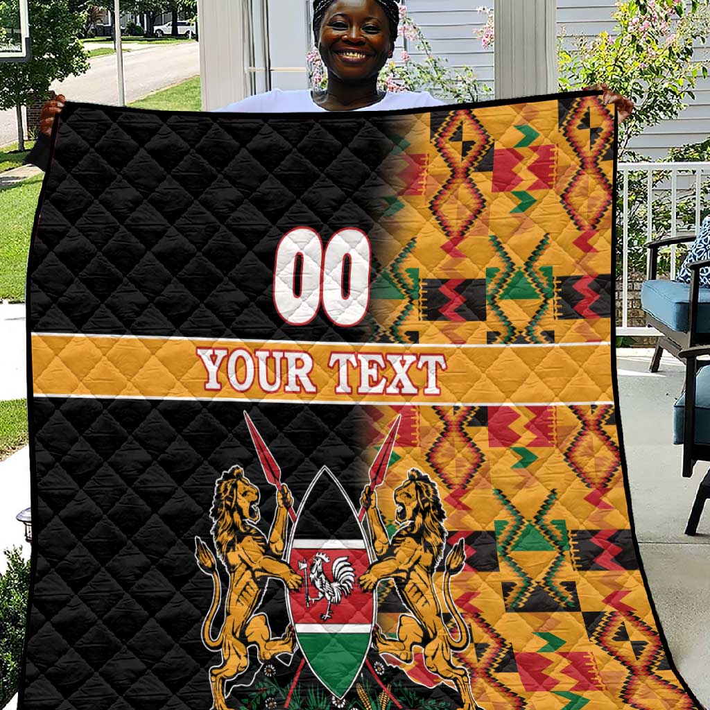 Custom Afro Kenya Coat Of Arms Quilt With Kente Patterns LT18