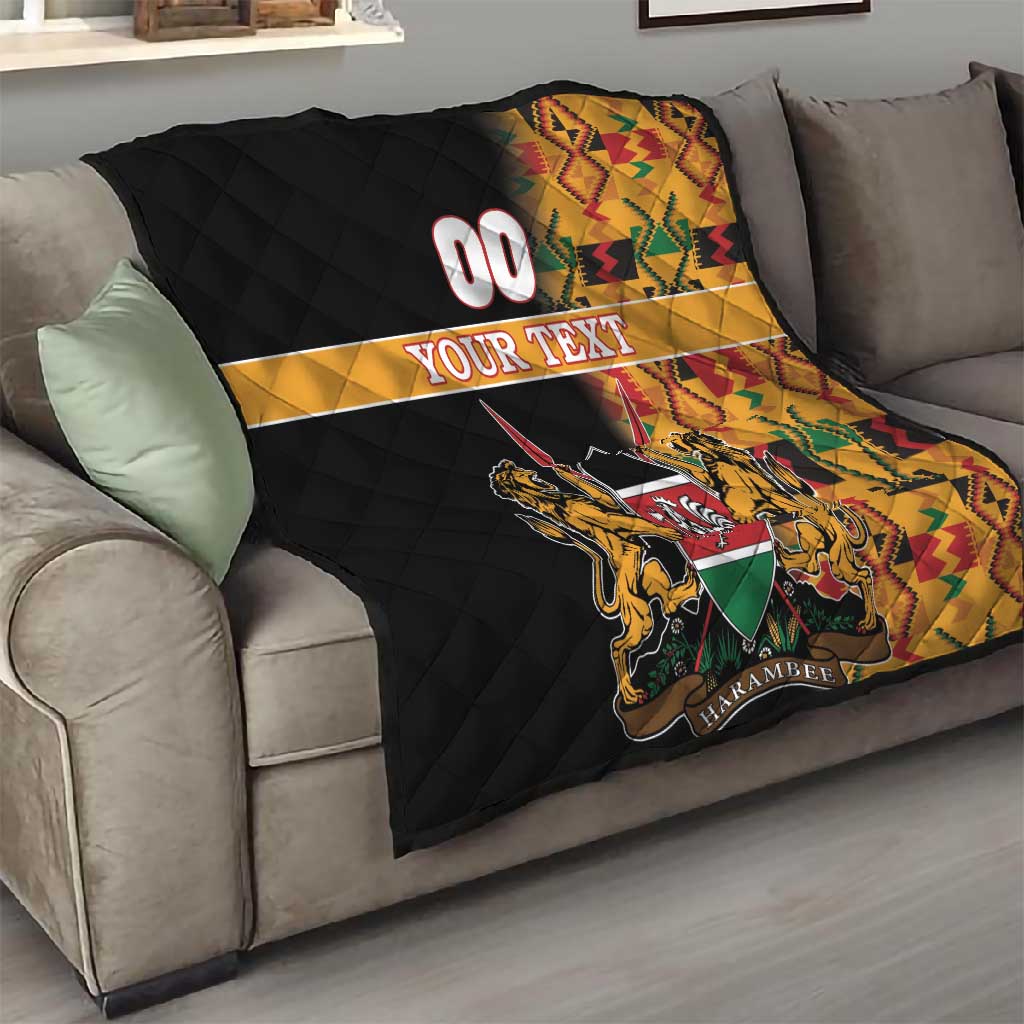 Custom Afro Kenya Coat Of Arms Quilt With Kente Patterns LT18