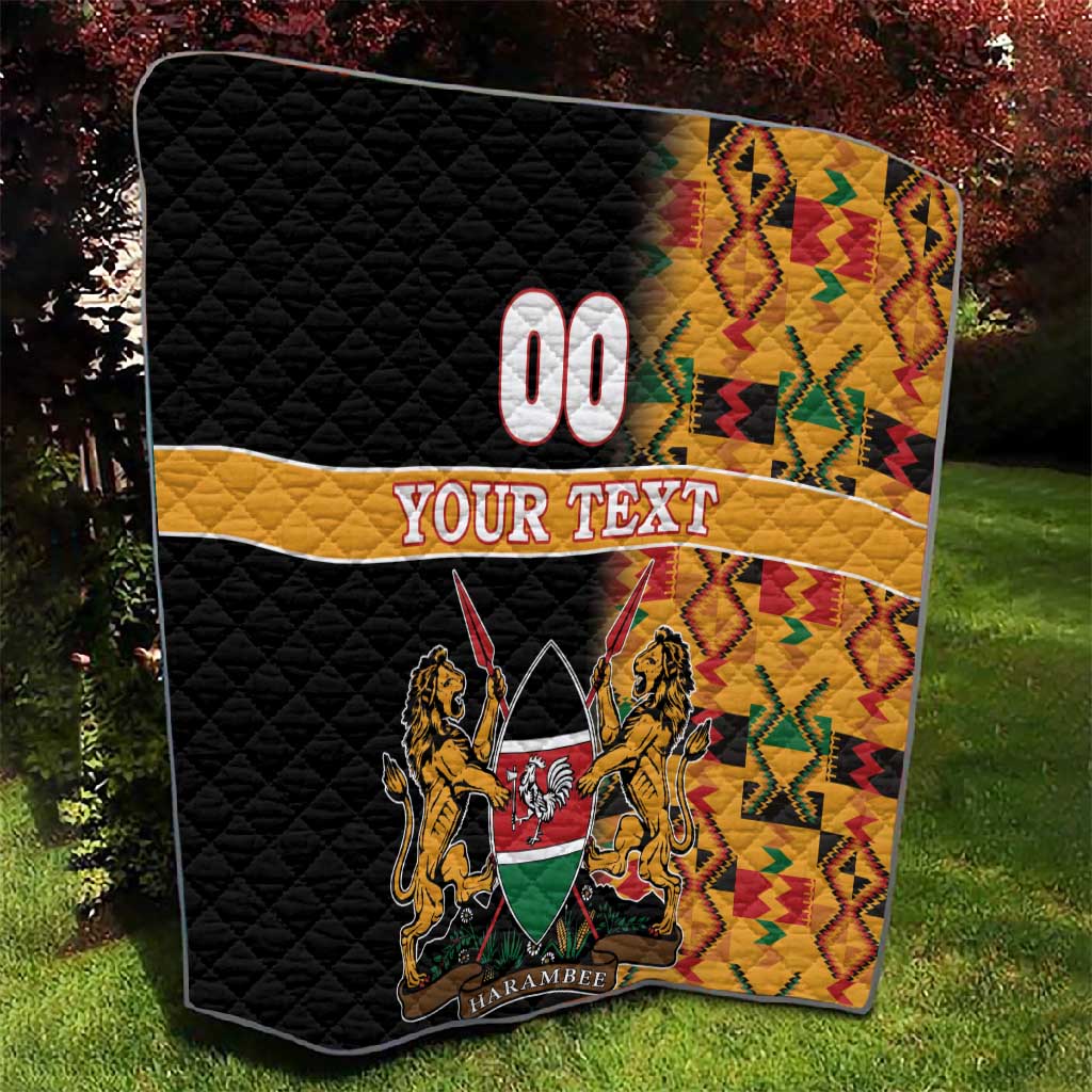 Custom Afro Kenya Coat Of Arms Quilt With Kente Patterns LT18