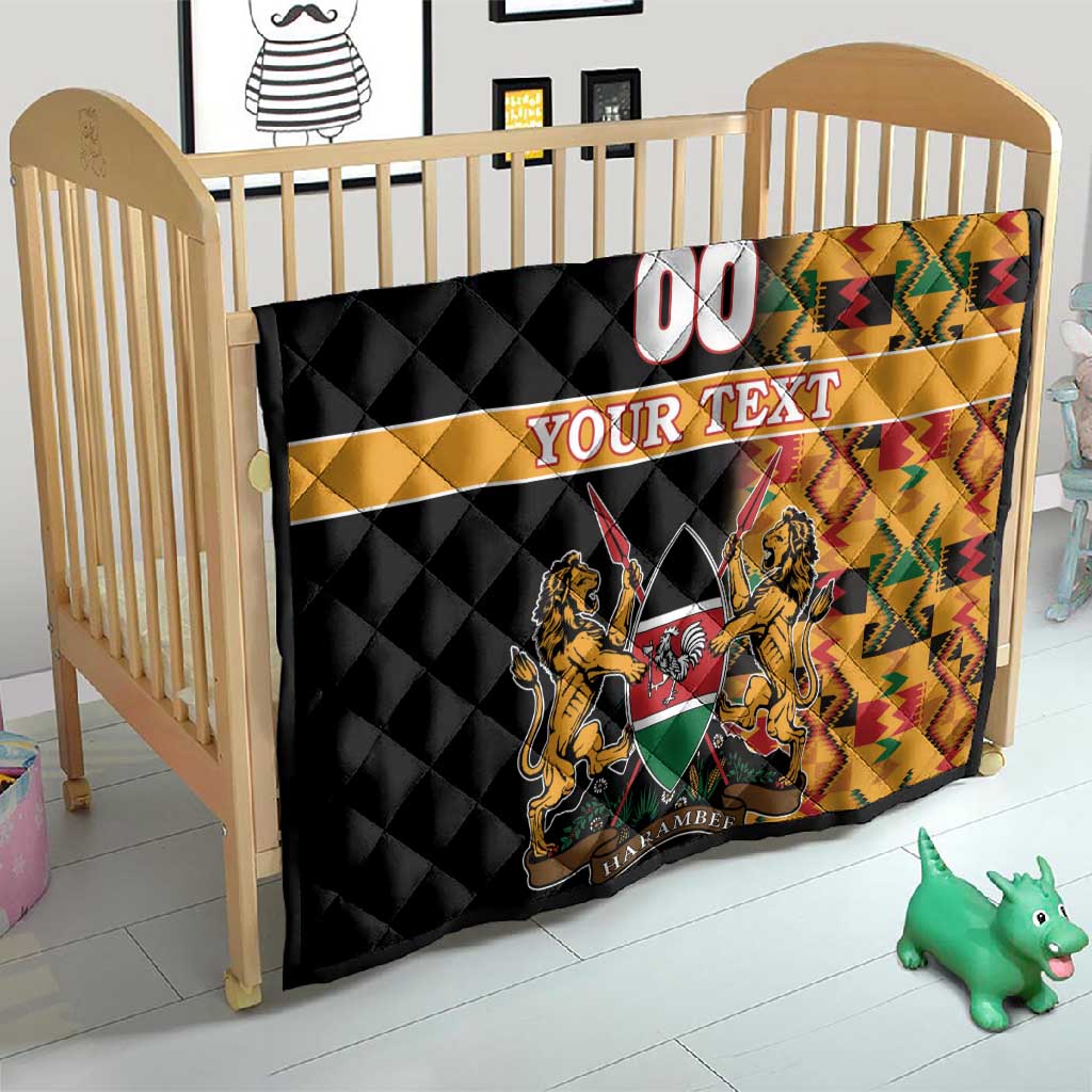 Custom Afro Kenya Coat Of Arms Quilt With Kente Patterns LT18