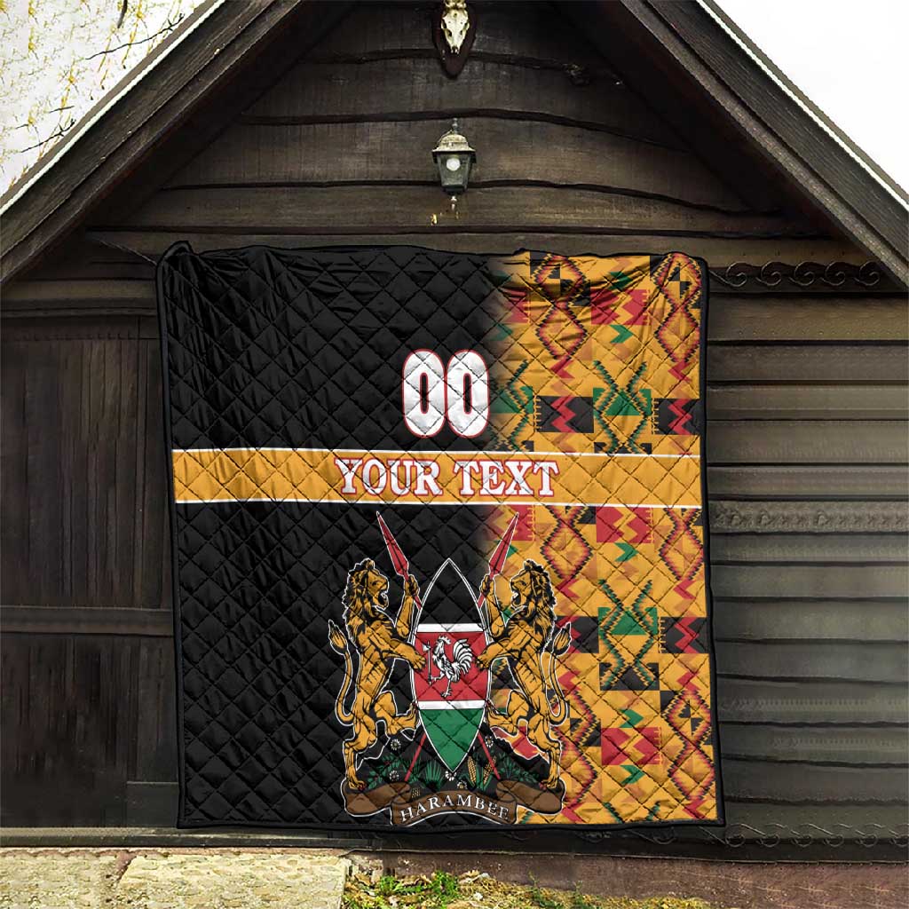 Custom Afro Kenya Coat Of Arms Quilt With Kente Patterns LT18
