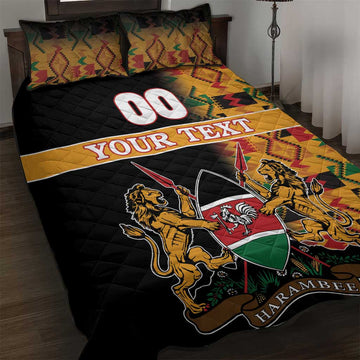 Custom Afro Kenya Coat Of Arms Quilt Bed Set With Kente Patterns LT18
