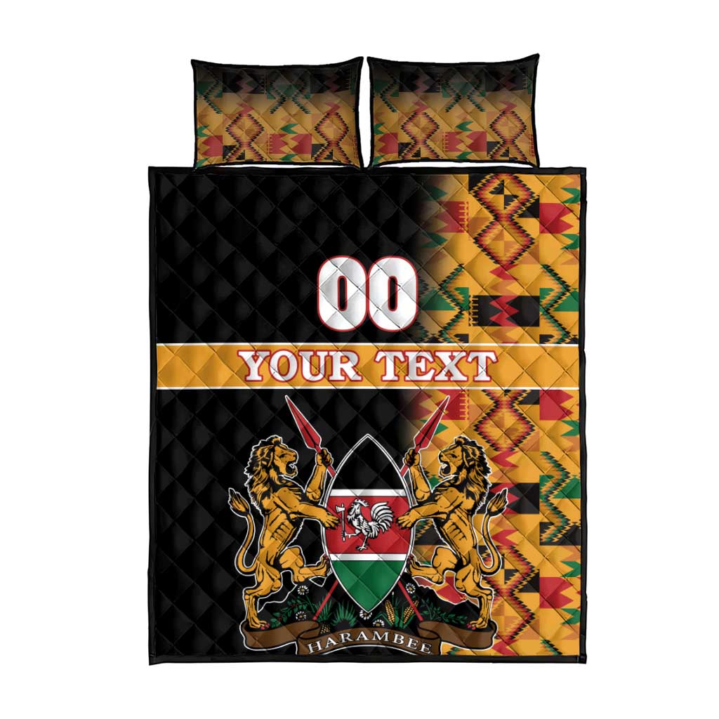 Custom Afro Kenya Coat Of Arms Quilt Bed Set With Kente Patterns LT18