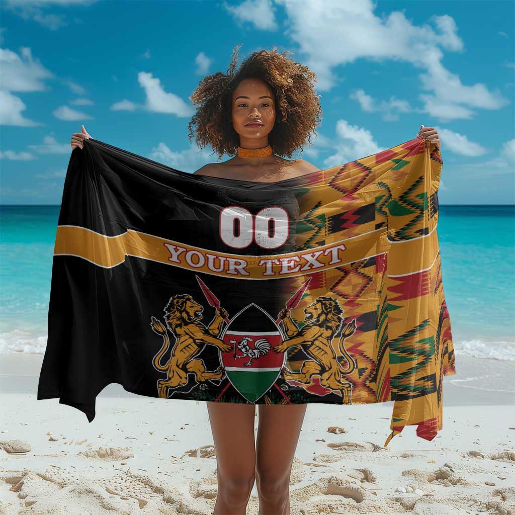 Custom Afro Kenya Coat Of Arms Sarong With Kente Patterns LT18