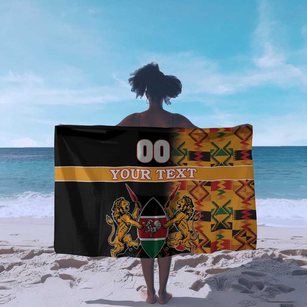 Custom Afro Kenya Coat Of Arms Sarong With Kente Patterns LT18