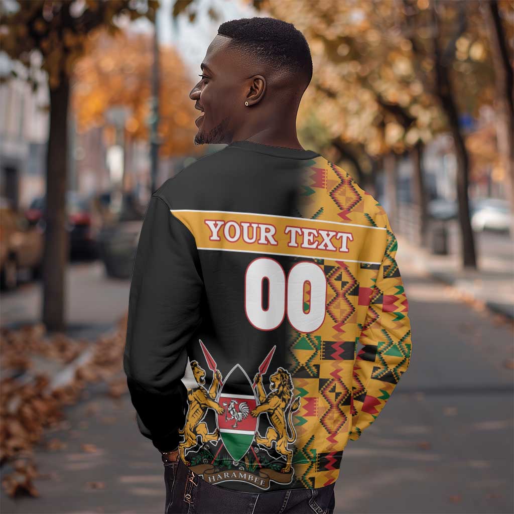 Custom Afro Kenya Coat Of Arms Sweatshirt With Kente Patterns LT18