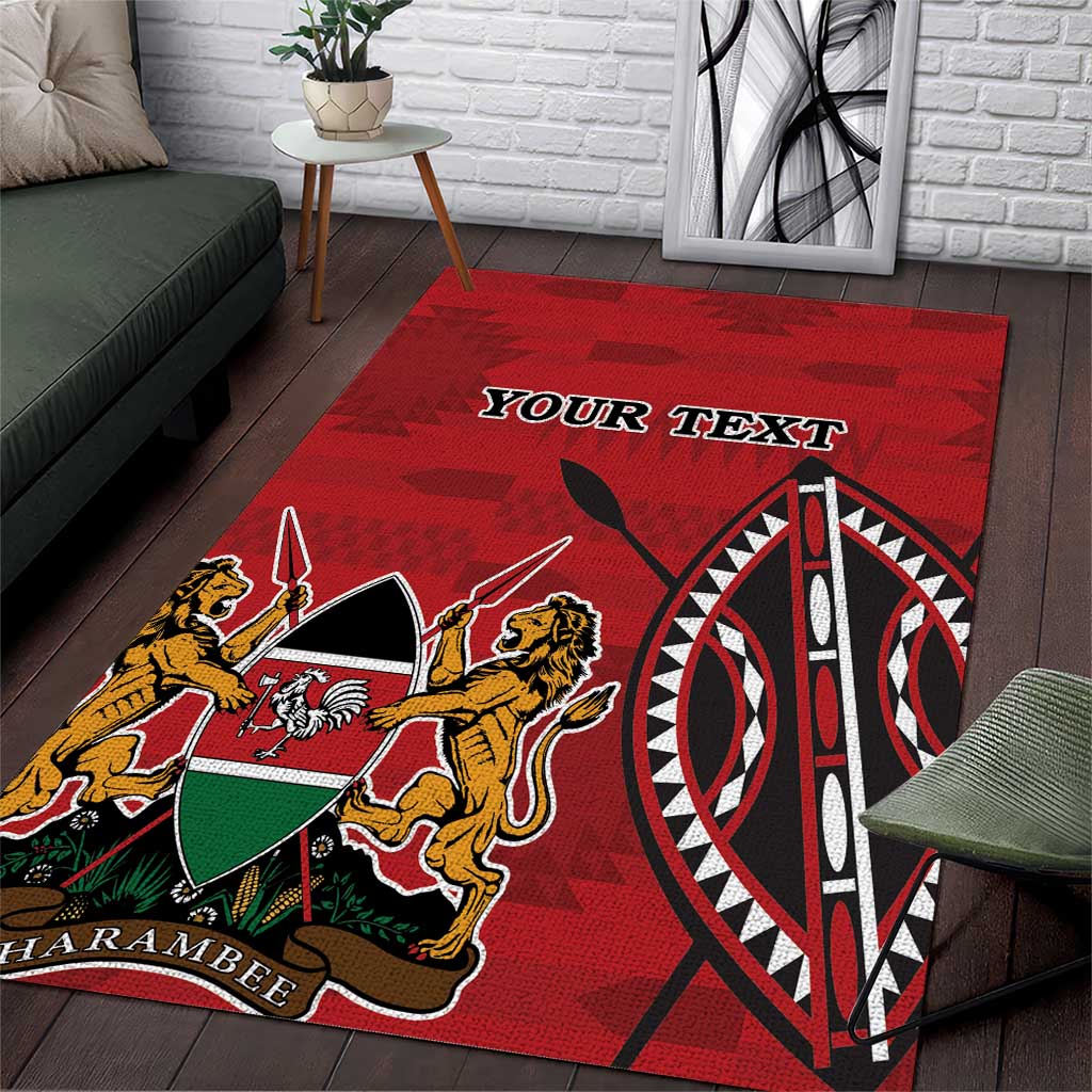 Personalized Afro Kenya Coat Of Arms Area Rug Ethnic Seamless Pattern LT18