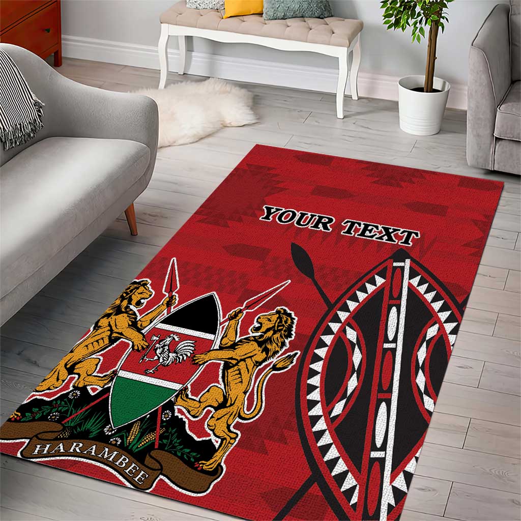 Personalized Afro Kenya Coat Of Arms Area Rug Ethnic Seamless Pattern LT18