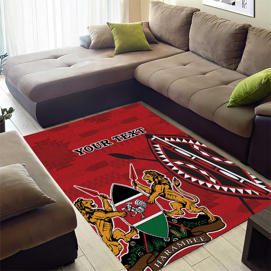 Personalized Afro Kenya Coat Of Arms Area Rug Ethnic Seamless Pattern LT18