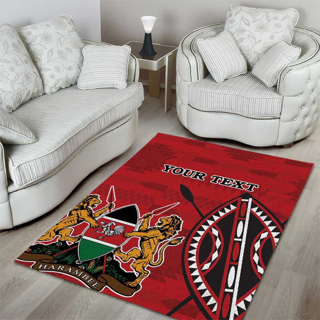 Personalized Afro Kenya Coat Of Arms Area Rug Ethnic Seamless Pattern LT18