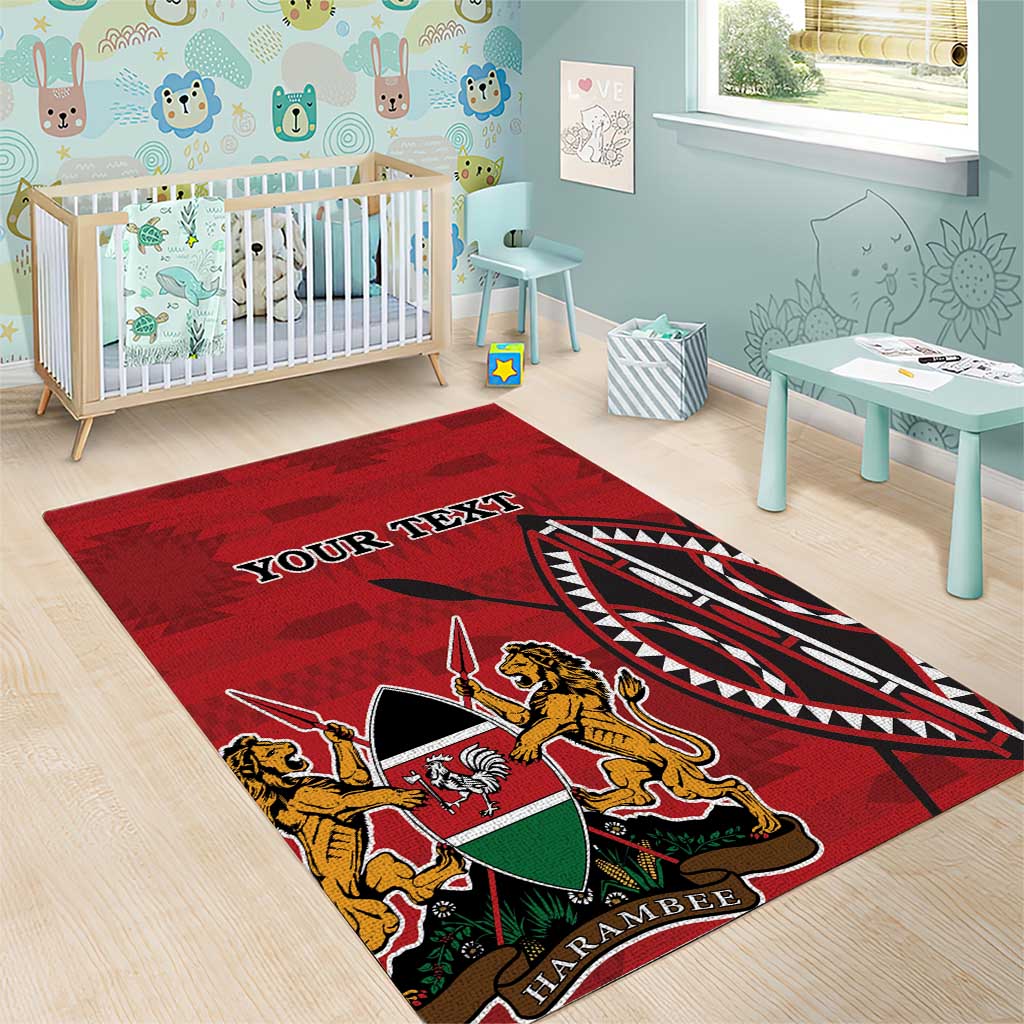 Personalized Afro Kenya Coat Of Arms Area Rug Ethnic Seamless Pattern LT18