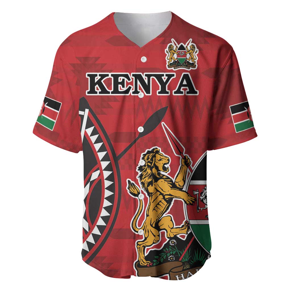 Personalized Afro Kenya Coat Of Arms Baseball Jersey Ethnic Seamless Pattern LT18
