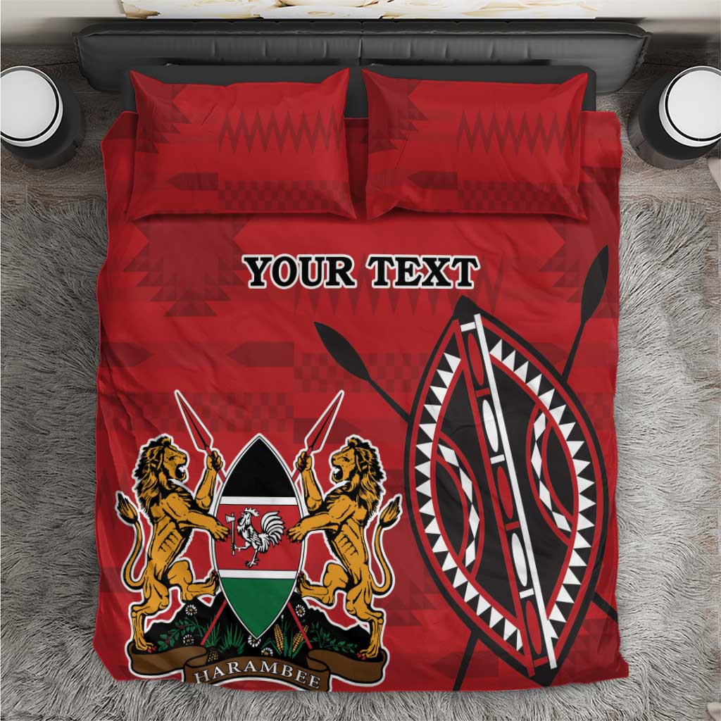 Personalized Afro Kenya Coat Of Arms Bedding Set Ethnic Seamless Pattern LT18