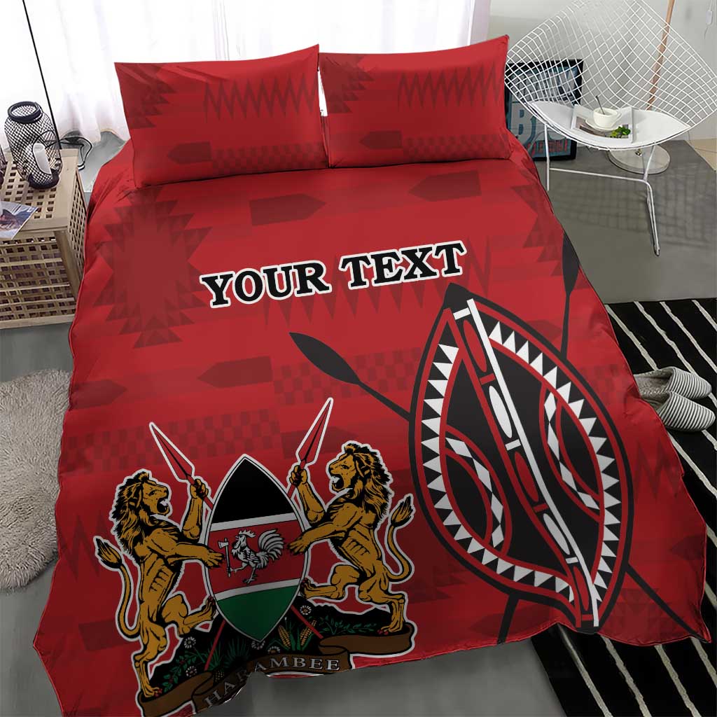 Personalized Afro Kenya Coat Of Arms Bedding Set Ethnic Seamless Pattern LT18