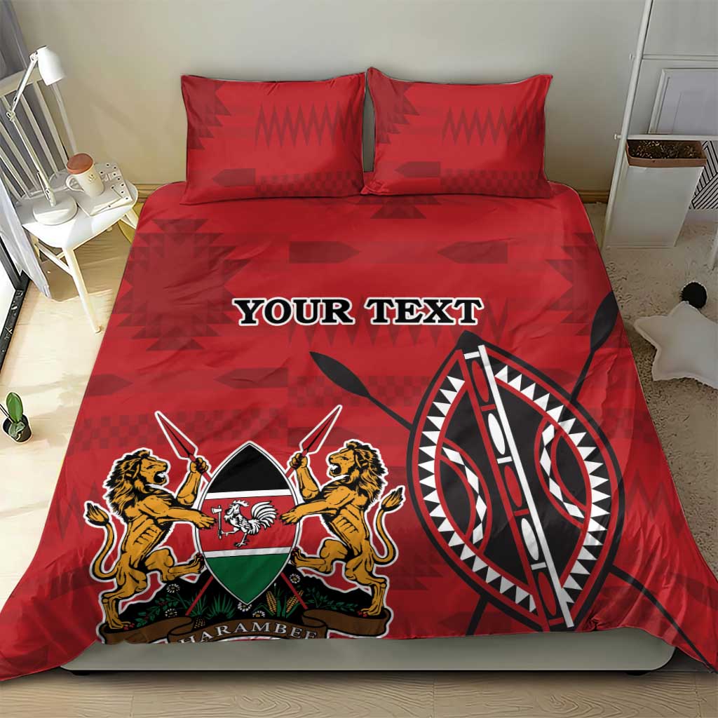 Personalized Afro Kenya Coat Of Arms Bedding Set Ethnic Seamless Pattern LT18