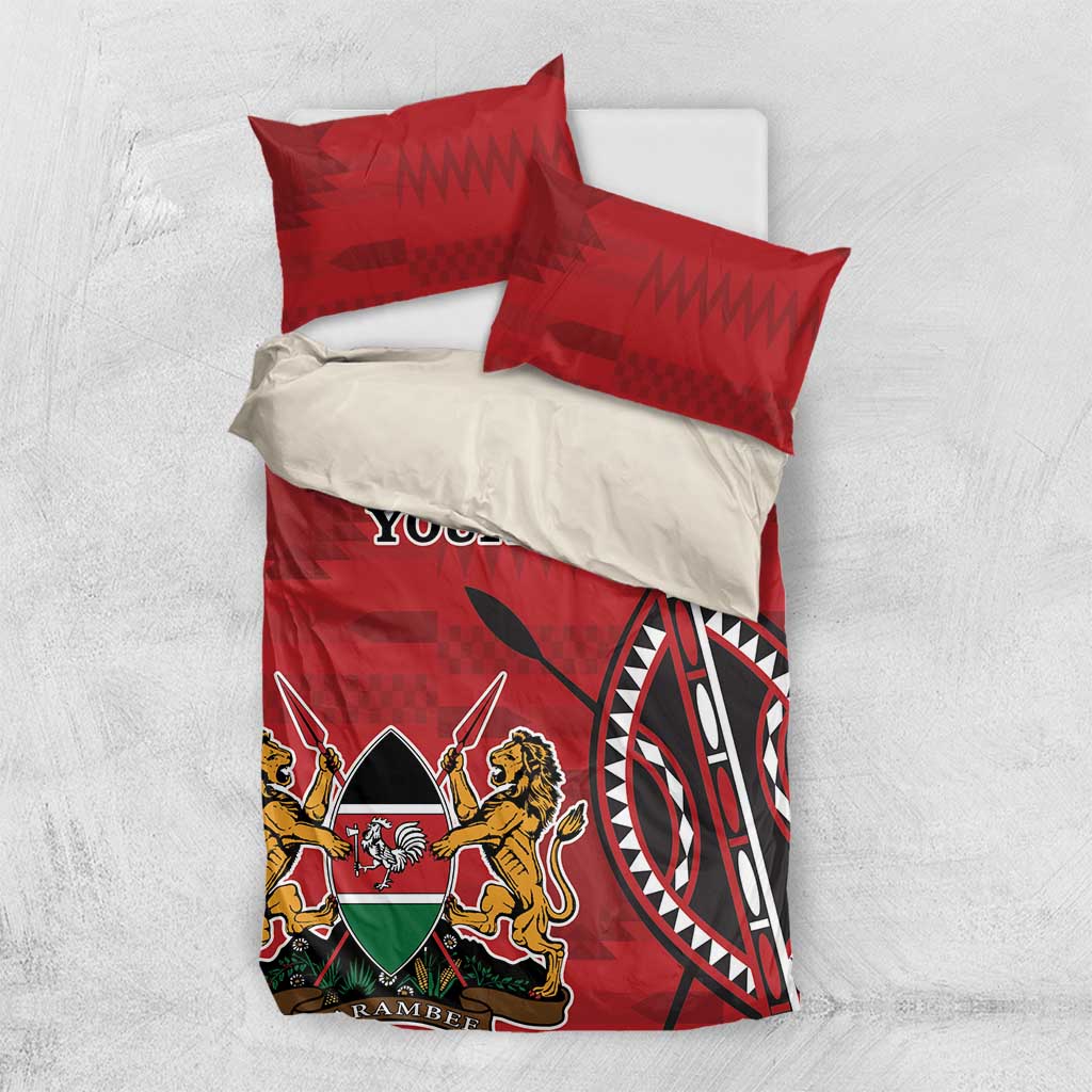 Personalized Afro Kenya Coat Of Arms Bedding Set Ethnic Seamless Pattern LT18