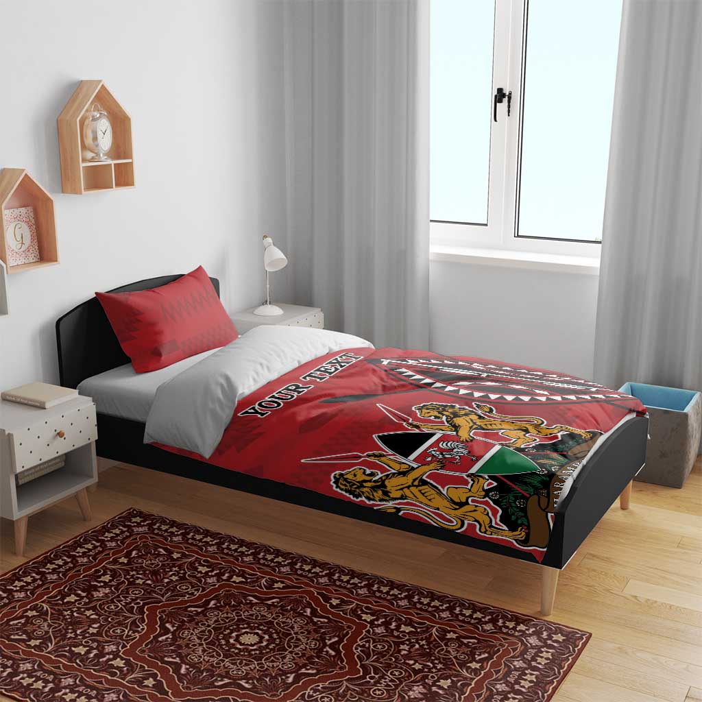 Personalized Afro Kenya Coat Of Arms Bedding Set Ethnic Seamless Pattern LT18